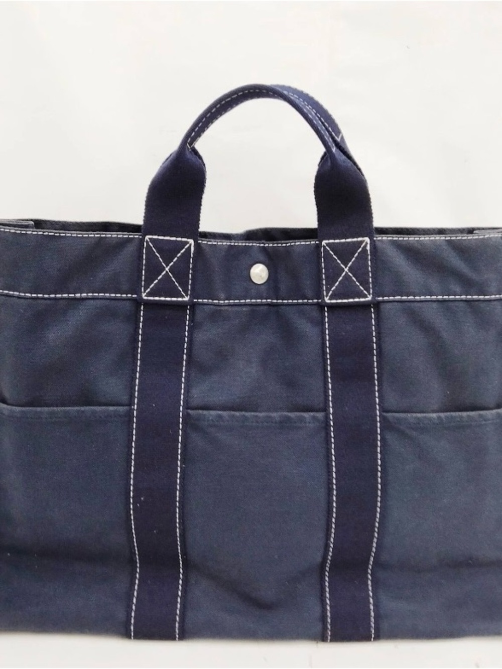 Hermes Fourre Tout Canvas Medium Tote Bag in Navy